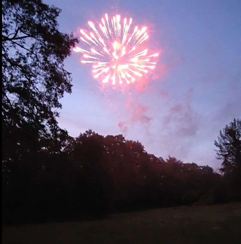 Fireworks discharged over hay fields at Musicwoods Farm, Old Williamstown Road
