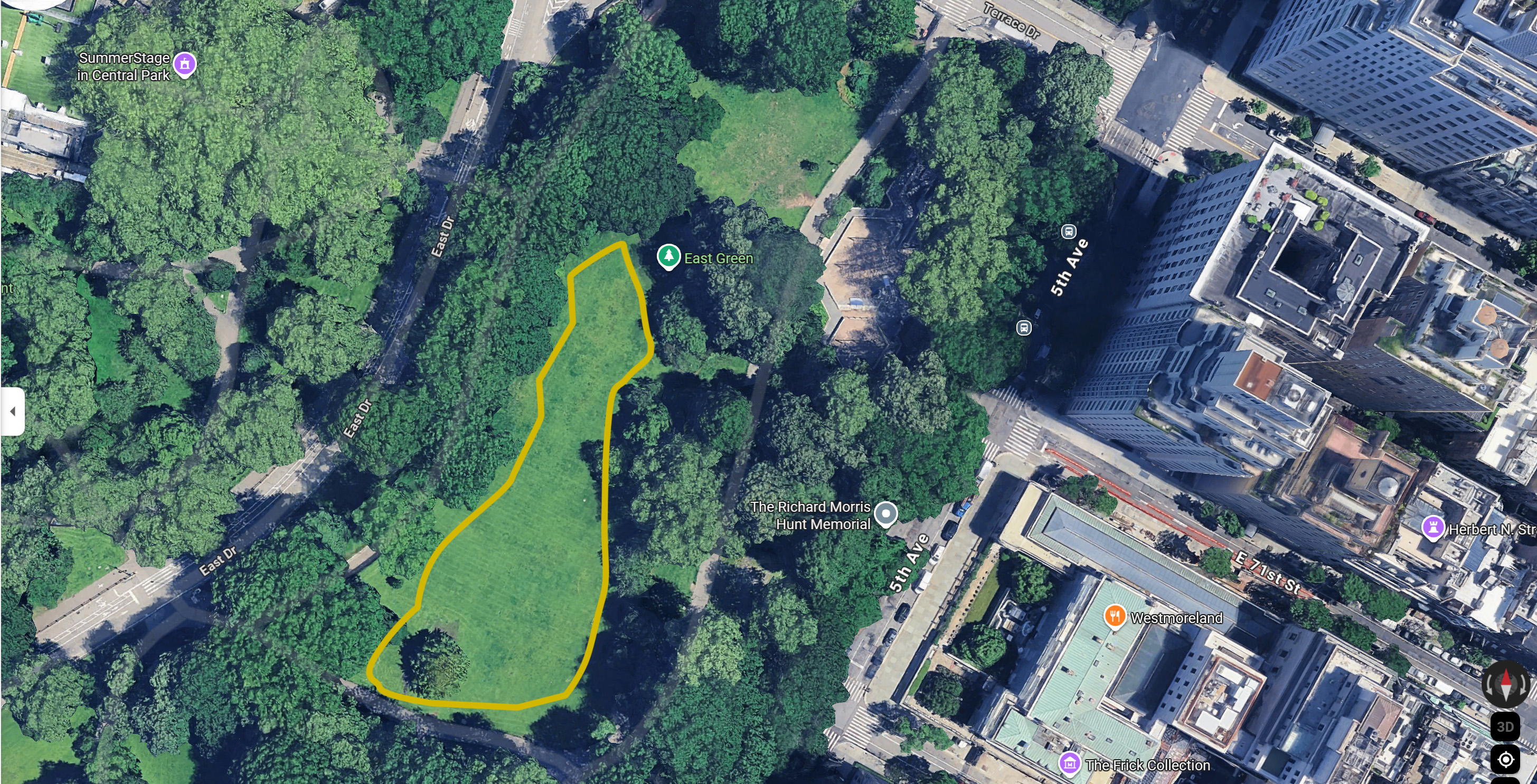 East Green with outline of a possible paddock